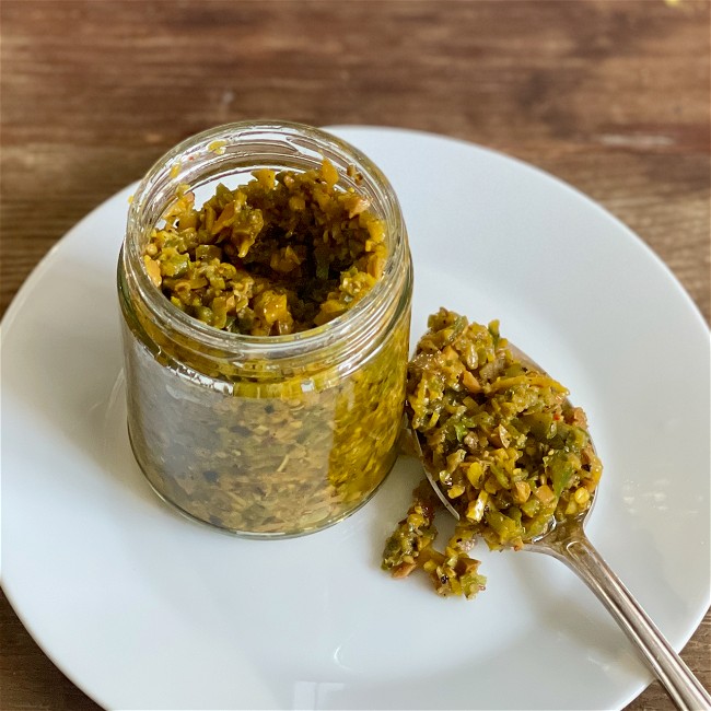 Image of Green Olive Saffron Gremolata